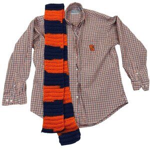 Syracuse University Men's Shirt Size Large and Scarf Checkered Button-Down Y2K